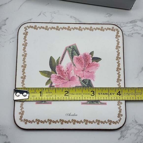 Pimpernel Coasters Alphabet Florals Azalea Flower Set 6 Vintage 4 1/8" England - Picture 4 of 8